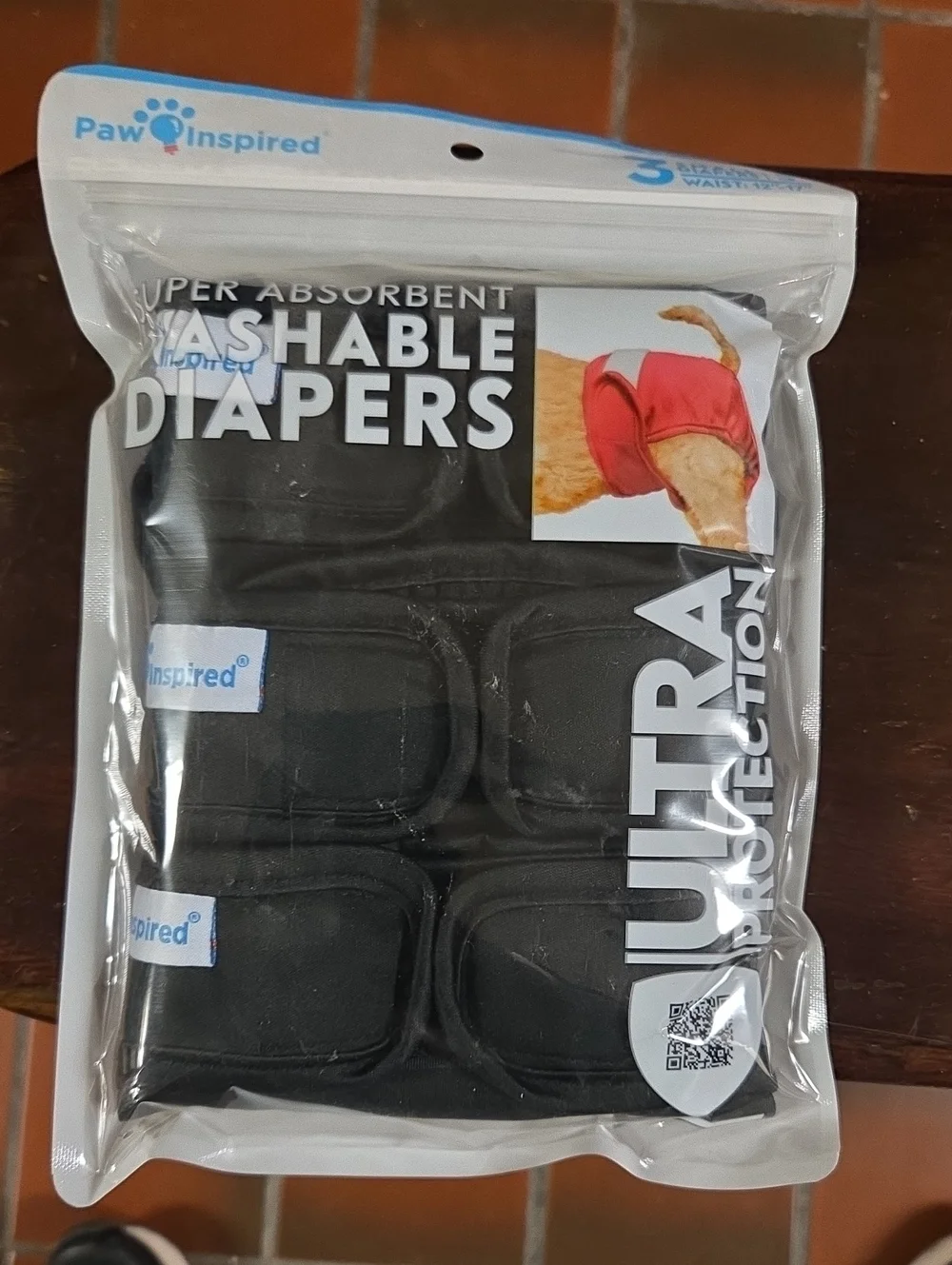 Paw Inspired Washable Dog Diapers - Black Pack Of 3
